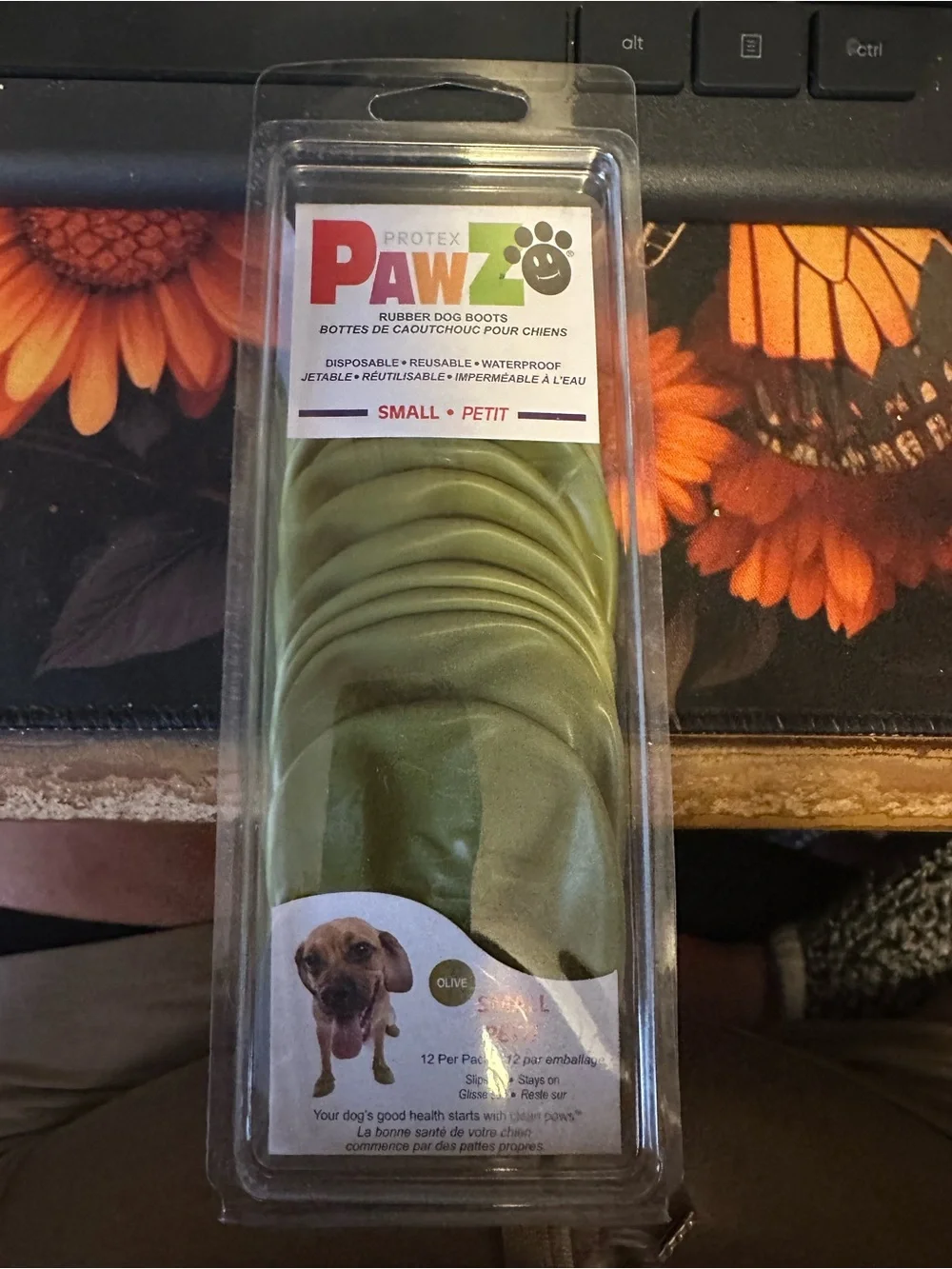 PAWZ Small Petit Green Paw Print Rubber Dog Booties